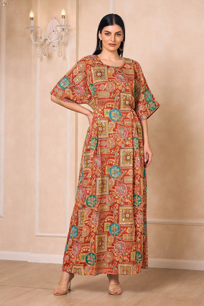 7764 RED KAFTAN DRESSES