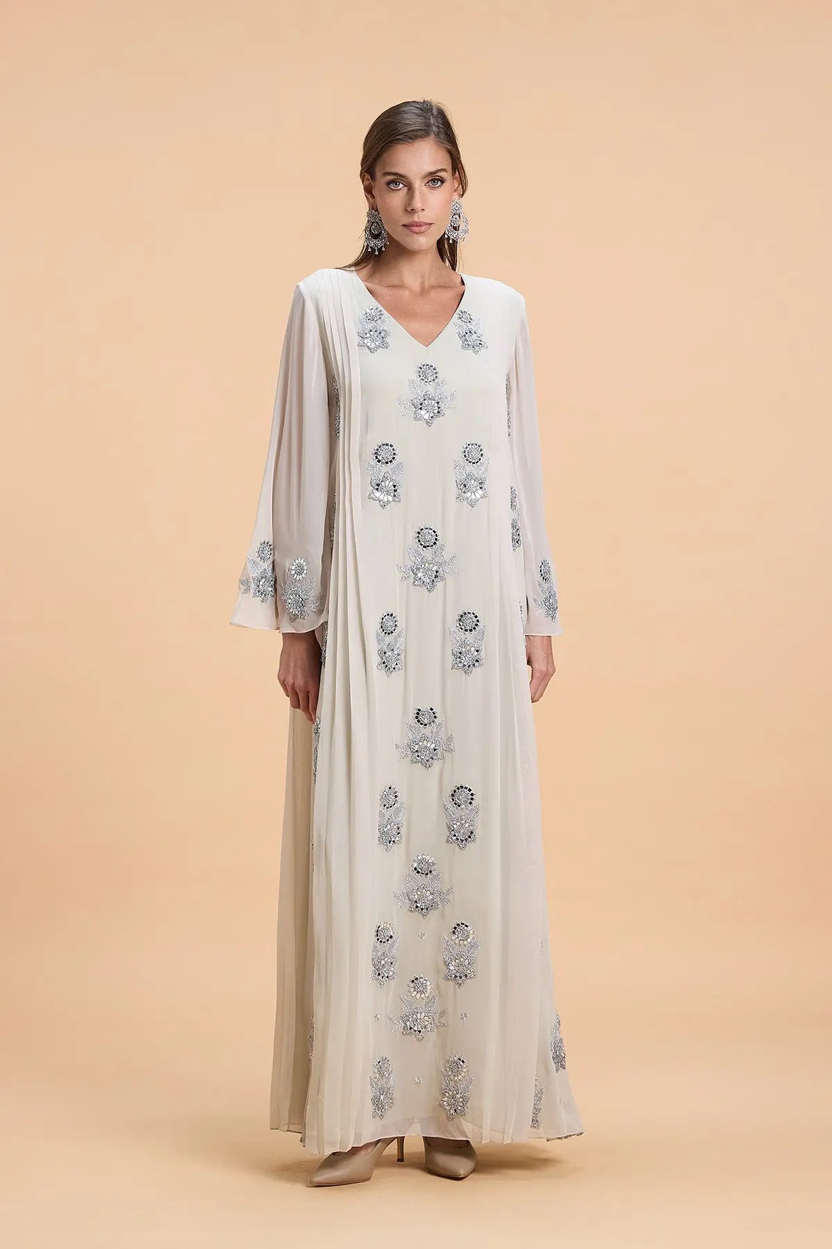 beige dress fashion nova A-125 BEIGE KAFTAN