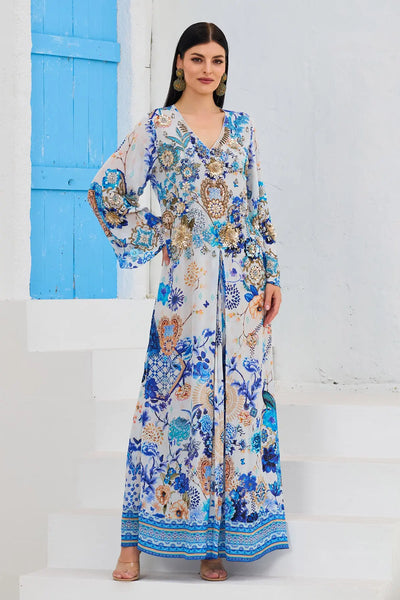 BLUE PEACOCK KAFTAN DRESSES