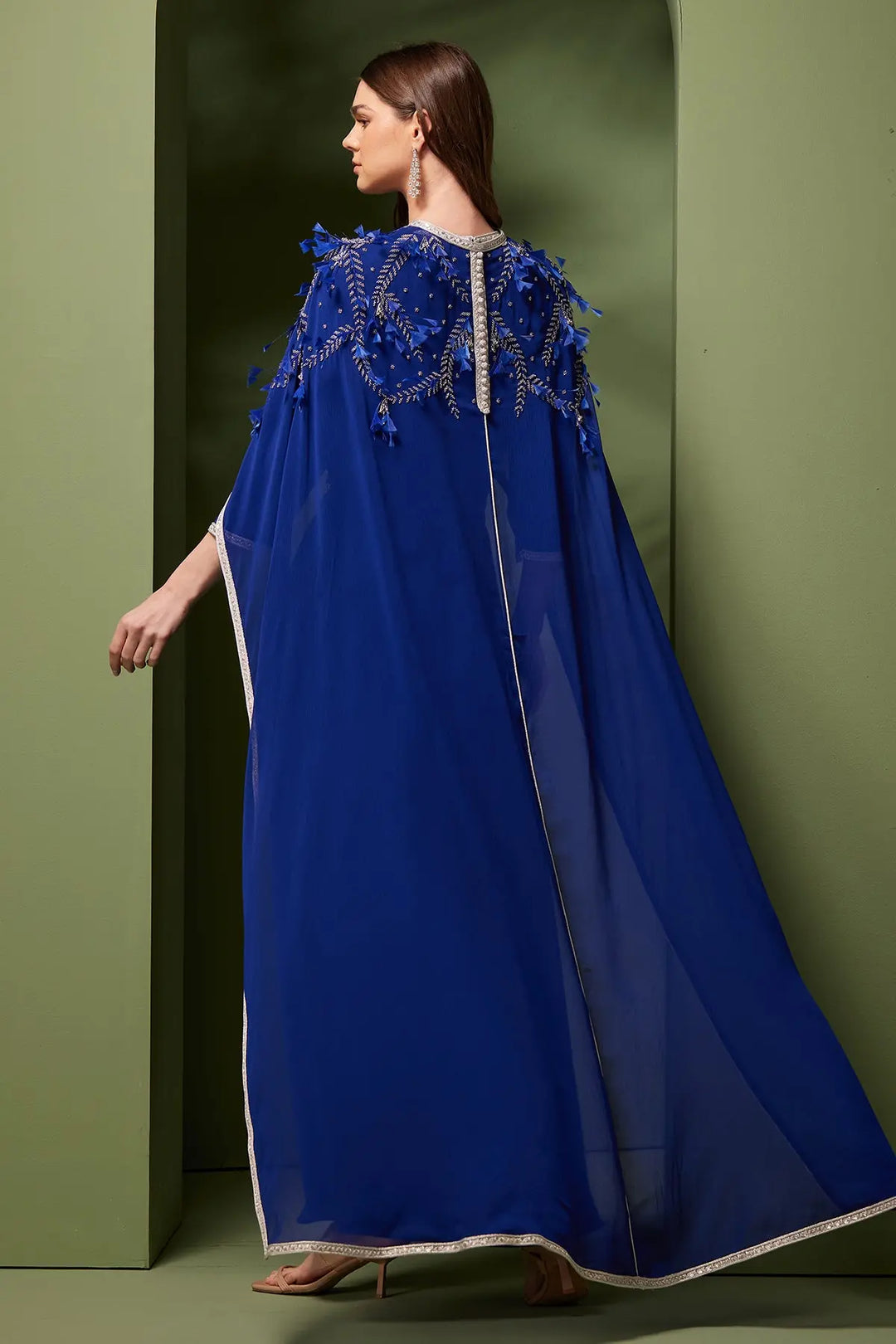 BOUDOUR CAPE DRESS ROYAL BLUE