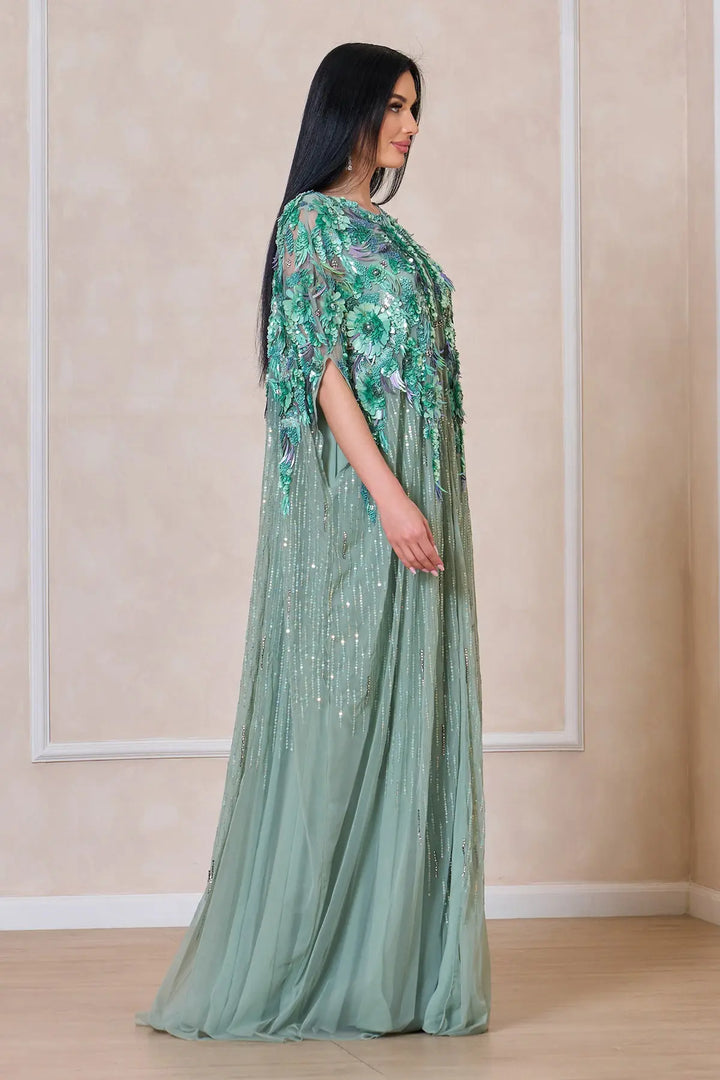JARDIN CAPE AND DRESS - GREEN - Shaira Fashions Women's dresses Riyadh JARDIN CAPE AND DRESS - GREEN - Shaira Fashions Women's dresses Riyadh