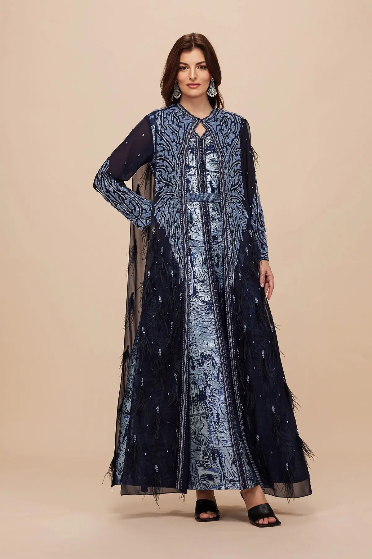 RANA MOROCCON KAFTAN - NAVY BLUE - Shaira Fashions Women's dresses