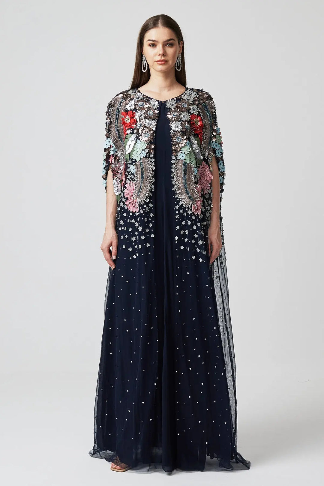 RANIA CAPE AND DRESS - NAVY