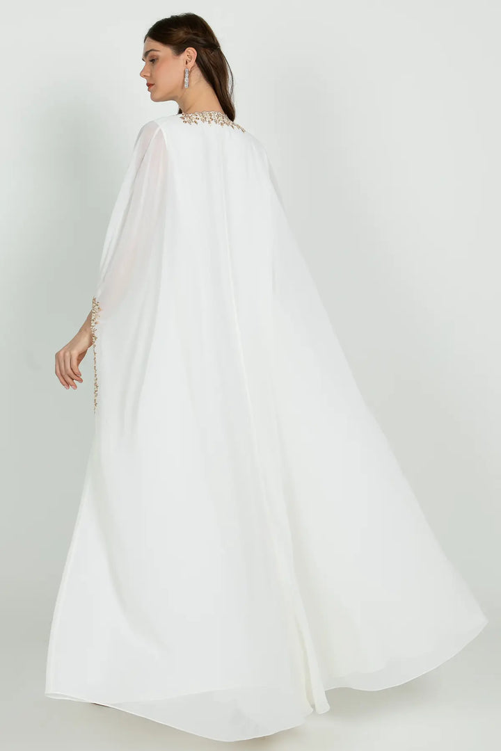 WHITE CAPE DRESS